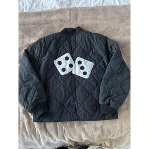 Stussy Quilted Black Bomber Jacket with Dice Design